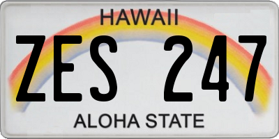 HI license plate ZES247