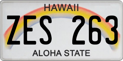 HI license plate ZES263