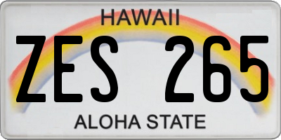 HI license plate ZES265
