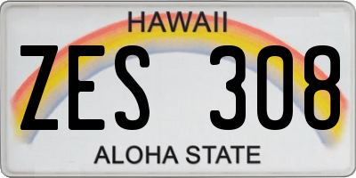 HI license plate ZES308