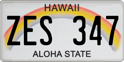 HI license plate ZES347