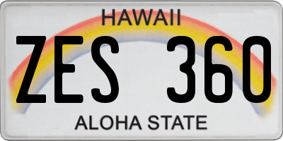 HI license plate ZES360