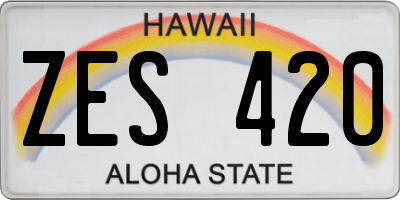 HI license plate ZES420