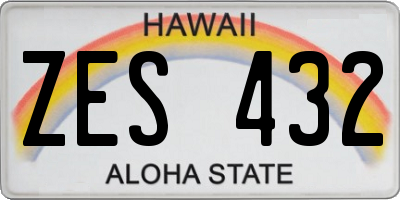 HI license plate ZES432