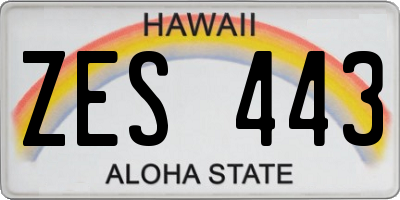 HI license plate ZES443