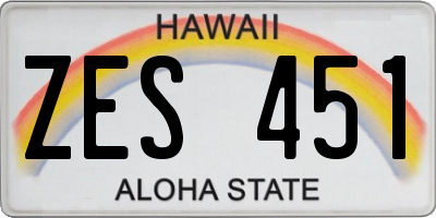 HI license plate ZES451