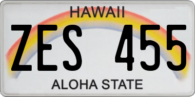 HI license plate ZES455