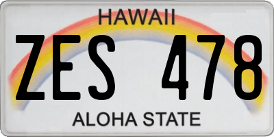 HI license plate ZES478