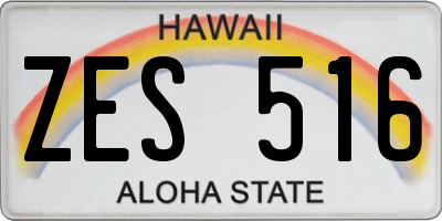 HI license plate ZES516