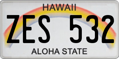 HI license plate ZES532