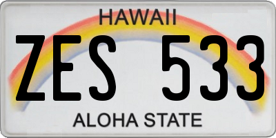 HI license plate ZES533