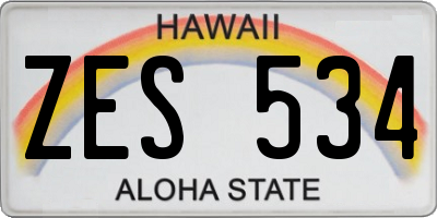 HI license plate ZES534