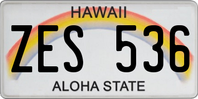 HI license plate ZES536