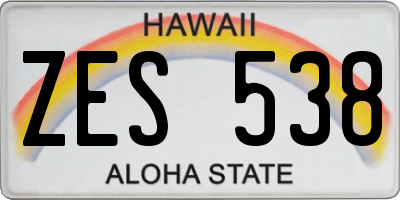 HI license plate ZES538