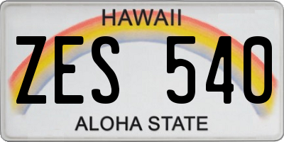 HI license plate ZES540