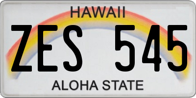 HI license plate ZES545