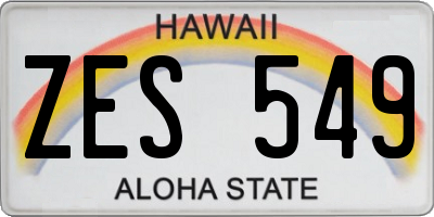 HI license plate ZES549