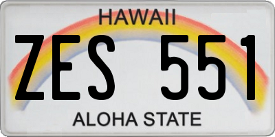 HI license plate ZES551