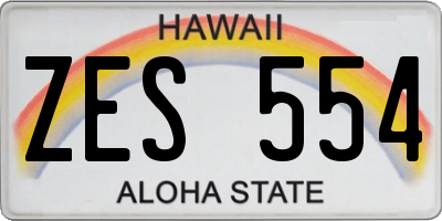 HI license plate ZES554