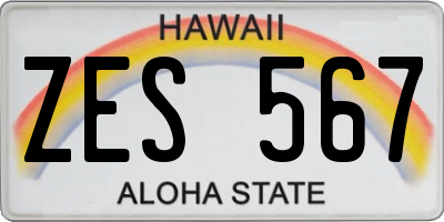 HI license plate ZES567