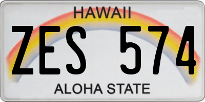 HI license plate ZES574