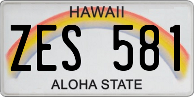 HI license plate ZES581