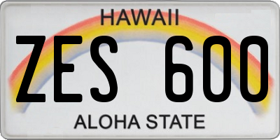 HI license plate ZES600