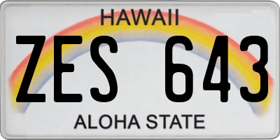 HI license plate ZES643