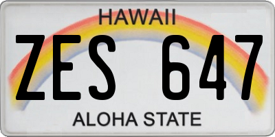 HI license plate ZES647