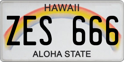 HI license plate ZES666
