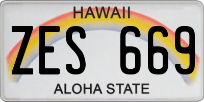 HI license plate ZES669