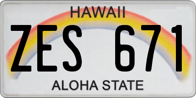 HI license plate ZES671