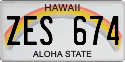 HI license plate ZES674