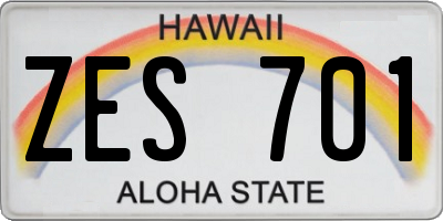 HI license plate ZES701