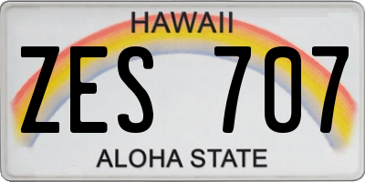 HI license plate ZES707