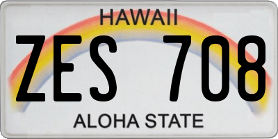 HI license plate ZES708