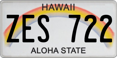 HI license plate ZES722