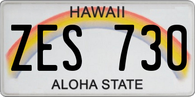 HI license plate ZES730