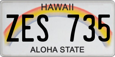 HI license plate ZES735