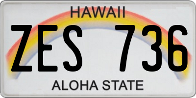 HI license plate ZES736
