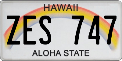 HI license plate ZES747