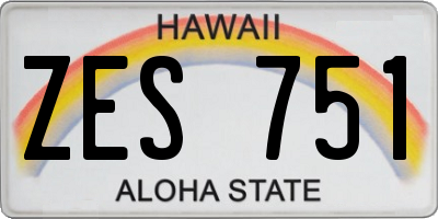 HI license plate ZES751