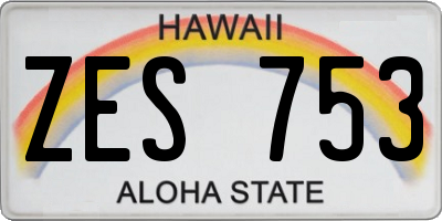 HI license plate ZES753