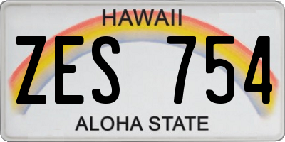 HI license plate ZES754