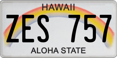HI license plate ZES757