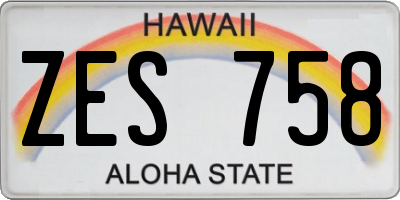 HI license plate ZES758