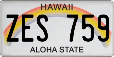 HI license plate ZES759