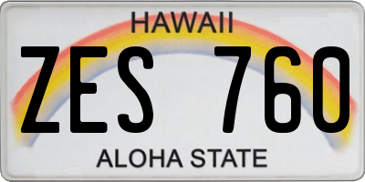 HI license plate ZES760