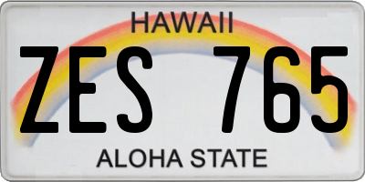 HI license plate ZES765