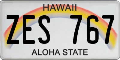 HI license plate ZES767